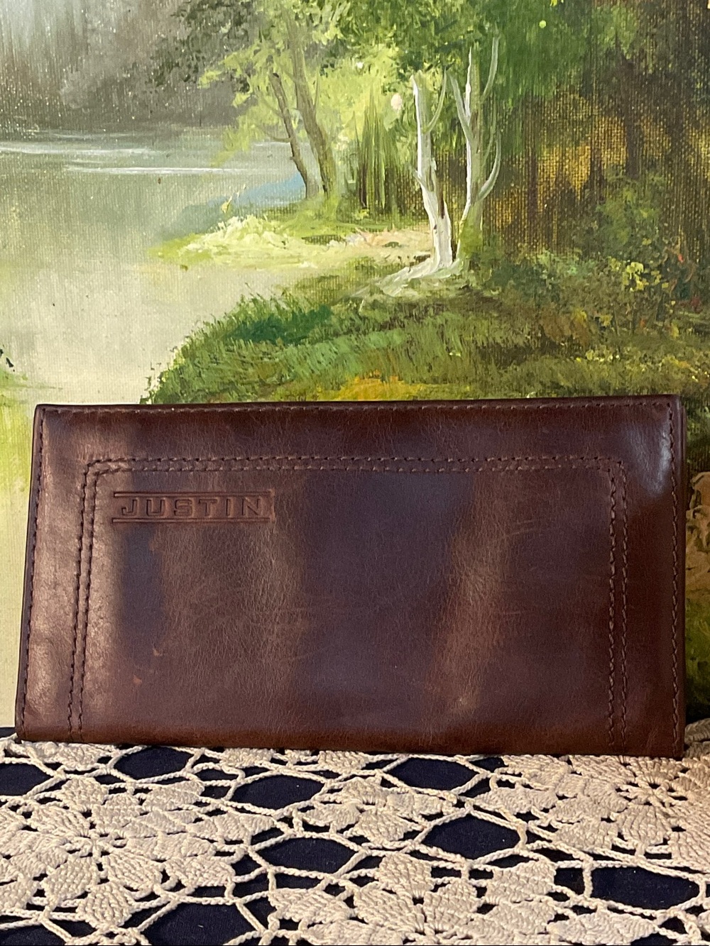 Justin Boots Dark Brown Leather Key & Card Holder